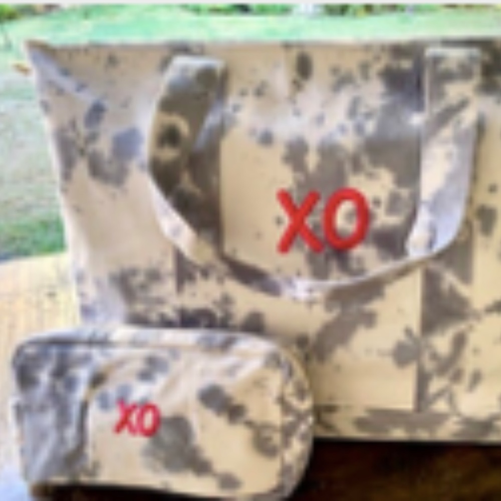 SALE .. Back to school Tote Bag and Clutch Set - Tie Dye Crossbody - Beach tote